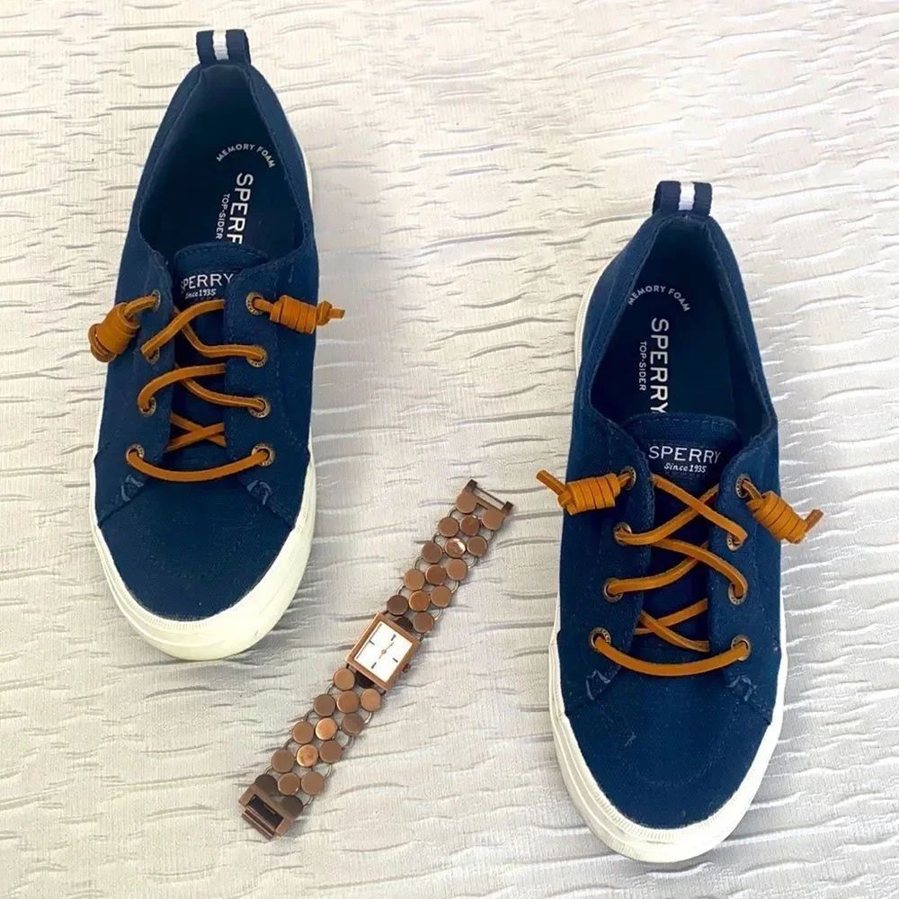* Sperry Top-sider navy fabric with brown leather